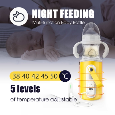 Notte che alimenta a caricatore di USB l'erogatore elettrico di formula dello scaldino del riscaldamento biberon di vetro 240ml del latte del bambino