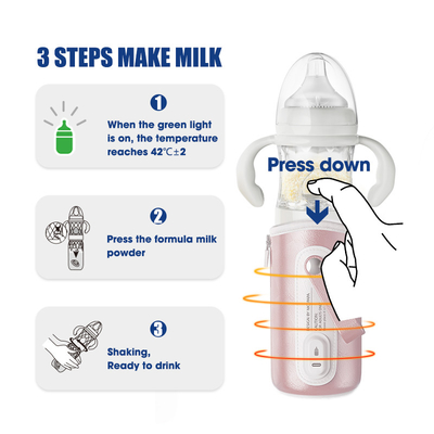 Commestibile multifunzionale 240ml 3 in 1 bottiglia per il latte d'alimentazione del bambino di vetro istantaneo rapido di miscela con lo scaldino della bottiglia del termostato