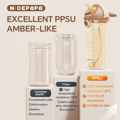 Coppa anti soffocamento a forma di V PPSU resistente al calore con tappo pieghevole protegge i bambini con maniglia morbida 330ml