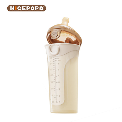 Bottiglia di latte da bambino in silicone morbido con tappo flessibile e antigocciolamento con capezzolo a risposta naturale (Codice S a buco rotondo)